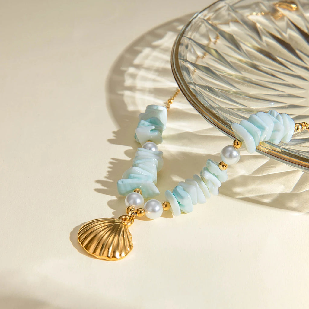 Kika Vacation Style Ocean Series Shell Starfish ImitationPearl Necklace
