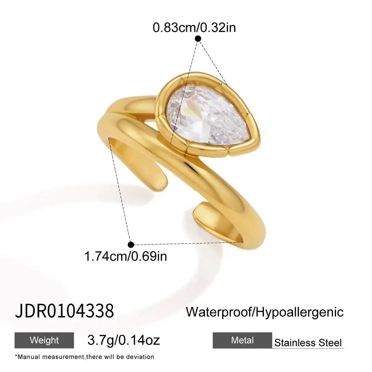 KIKA Delicate Geometric Zircon Rings Gold PVD Plated Stainless Steel 316L