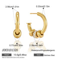KIKA Delicate White Rhinestone C-Shaped Spliced Loop Earrings PVD Plated Stainless Steel 316L