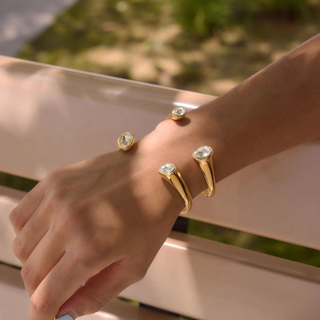 Kika Elegant Geometric Crystal Cuff Bracelet