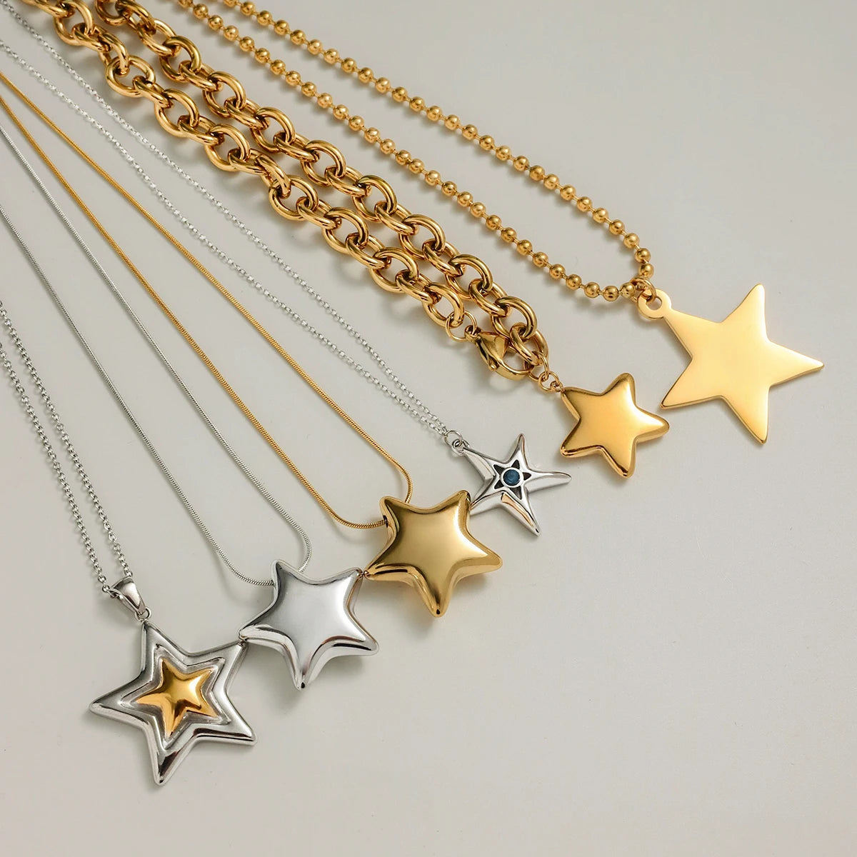 Kika Minimalist Classic  Stainless Steel Smooth Five Pointed Star Necklace
