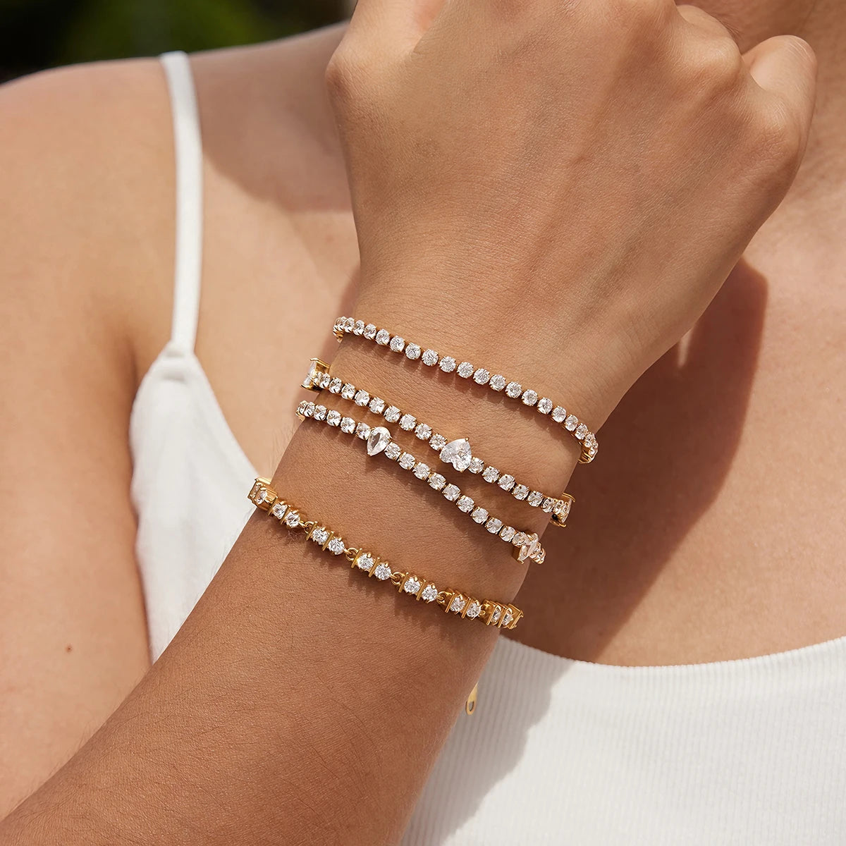 Kika Classic Zircon Tennis Chain Bracelet 18K Gold Plated Stainless Steel 316L