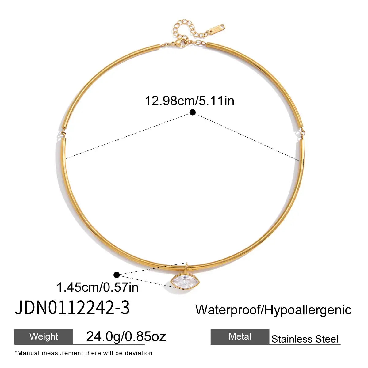 Kika Delicate Geometric Zircon Pendant Torques Necklace