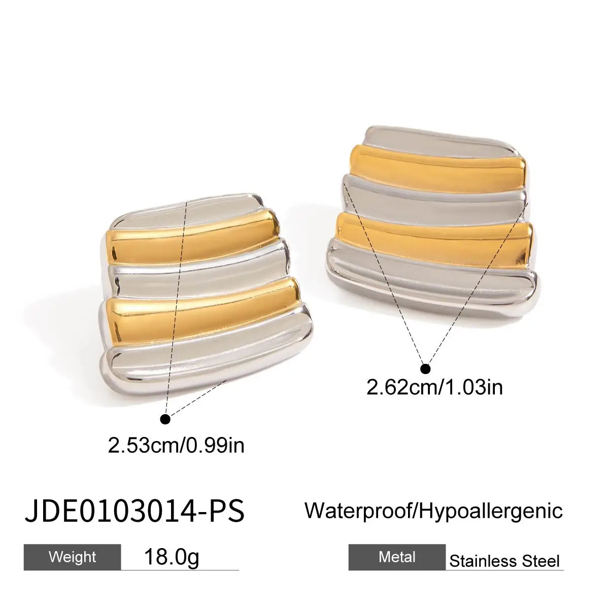 Kika Minimalist Two Tone Striped Geometric Earrings