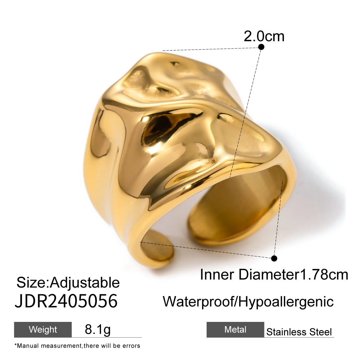 Kika Minimalist Geometric Line Asymmetric Ring Stackable