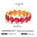 KIKA Rose Red Purple Round Zircon Ring 18K PVD Stainless Steel 136L