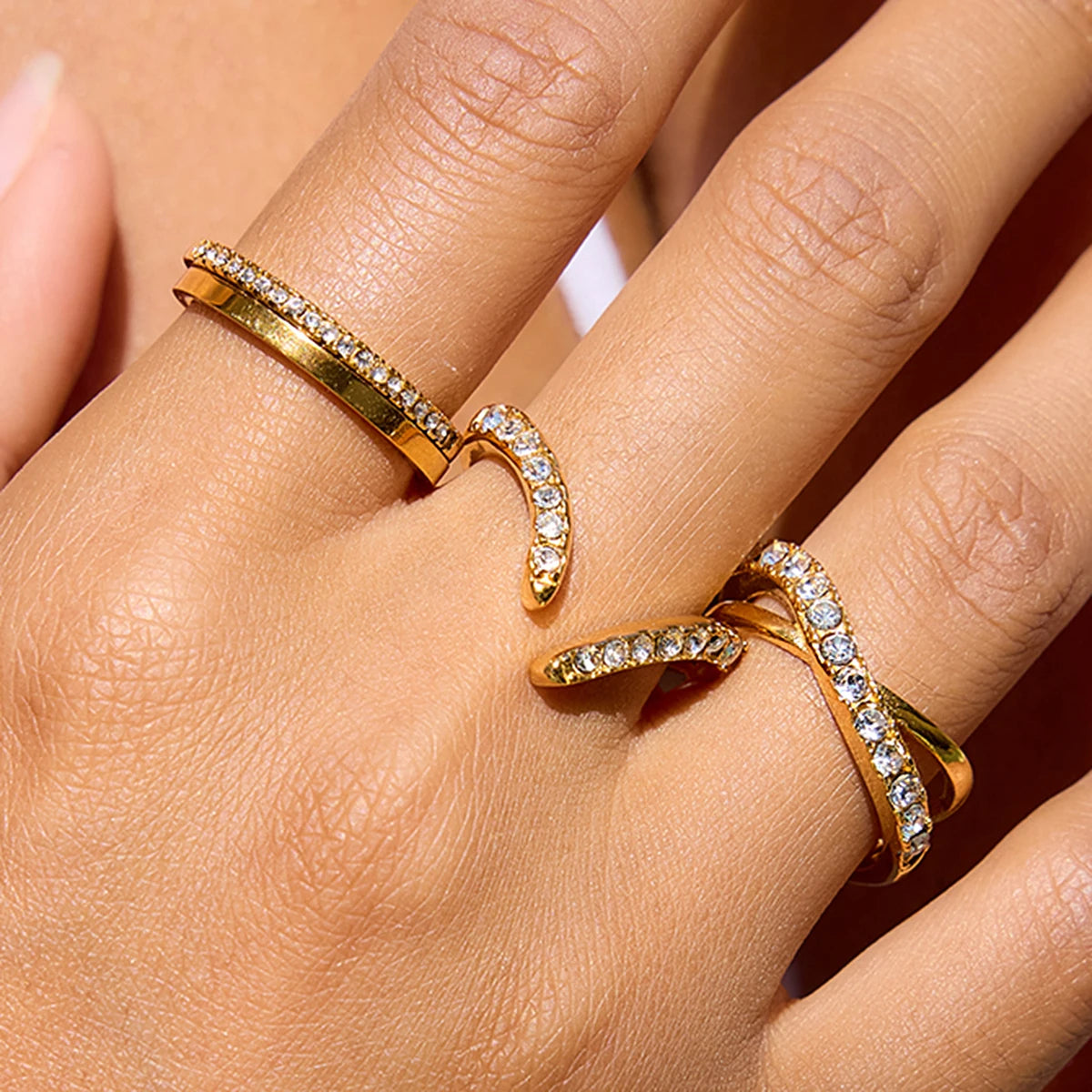 Kika Plain Ring Rhinestone Ring