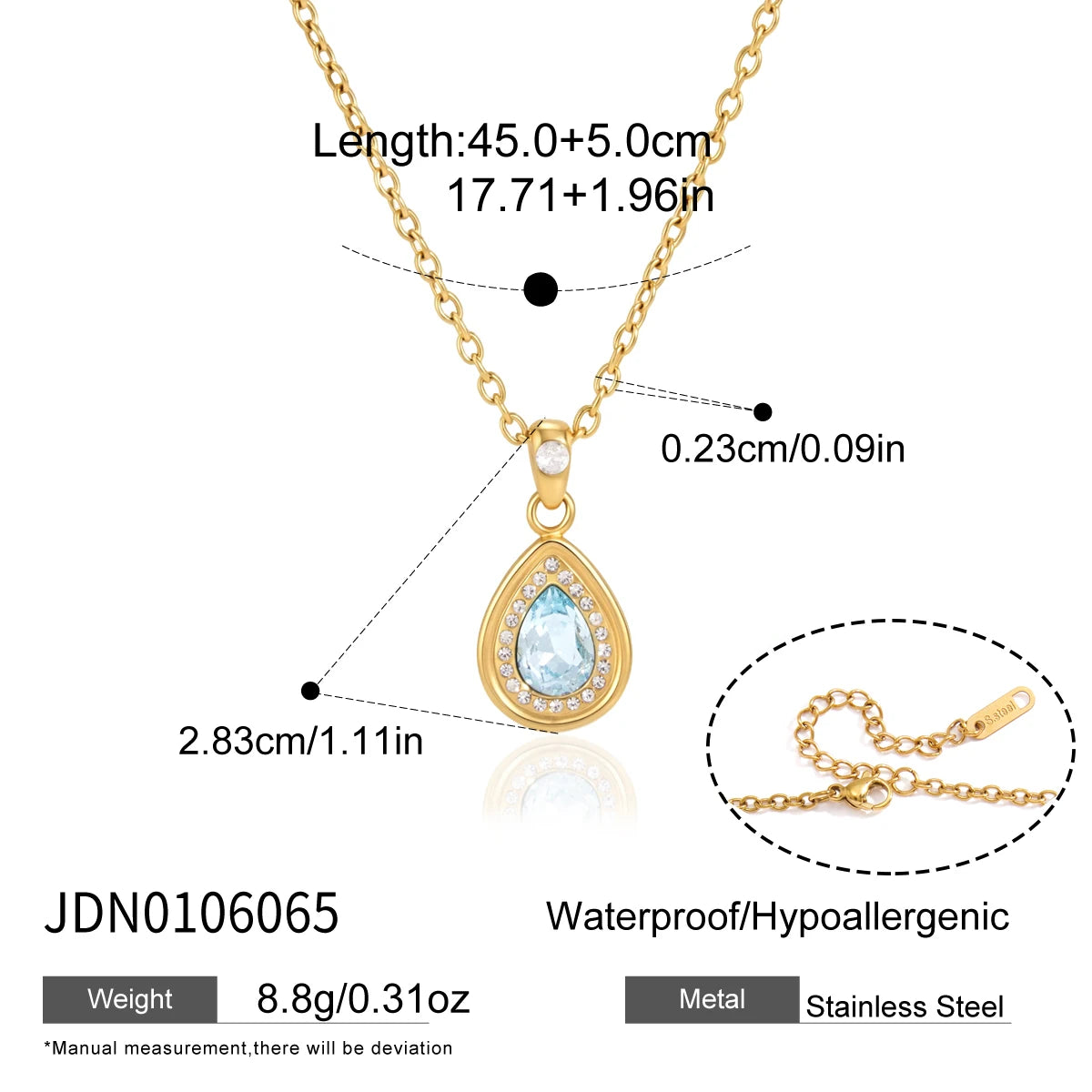 KIKA Multicolor Geometric Glass Pendant Necklace For Women 18K Gold PVD Plated Stainless Steel 316L Necklace Fashion Jewelry Gift
