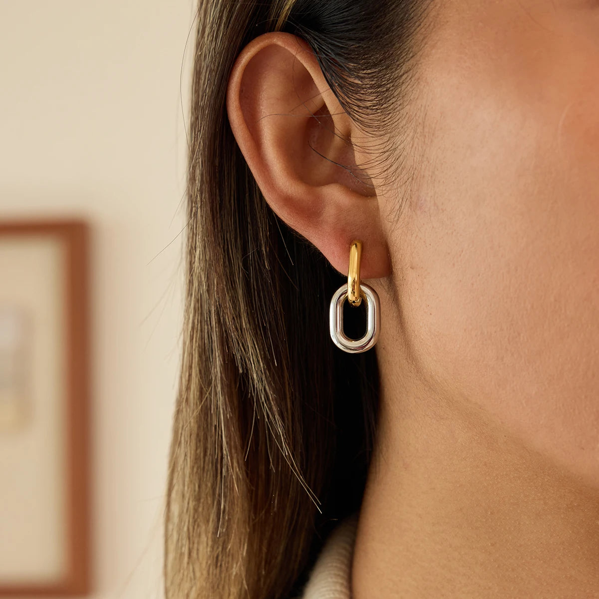 Blocked Double Ring Earring