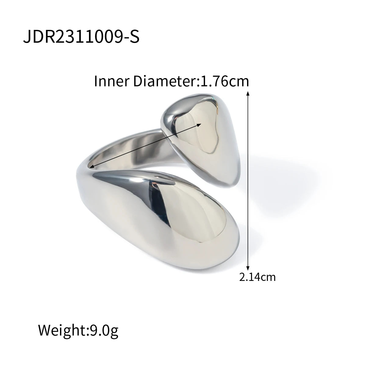 KIKA Minimalist Stainless Steel 316L Smooth Asymmetric Ring Oval Hollow Stackable