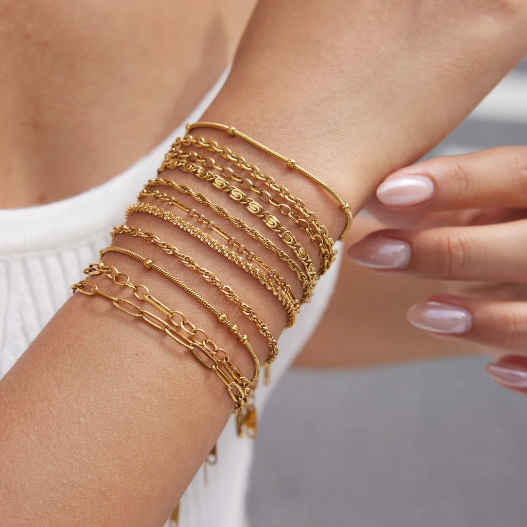 Kika Classic Chain Bracelet For Women Men Minimalist 18K Gold PVD Plated Stainless Steel 316L