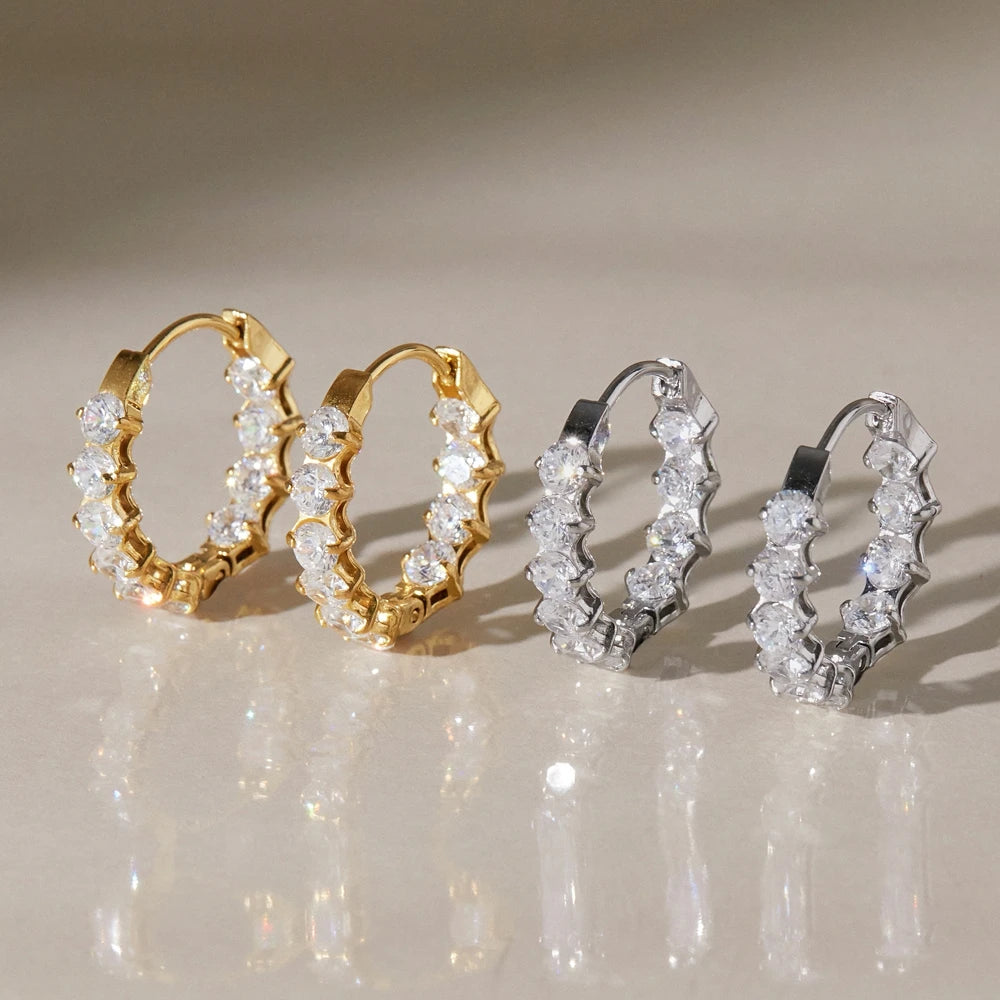 KIKA Classic Iced Out Zircon Clip Earrings n Minimalist 18K Gold PVD Plated Stainless Steel 316L