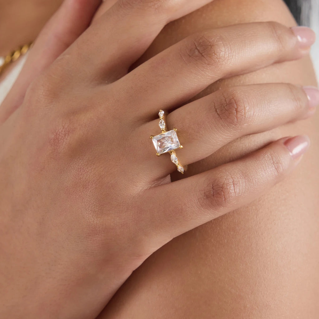 KIKA Classic Geometric Zircon Rings For Women Minimalist 18K Gold PVD Plated Stainless Steel Rings Party Fashion Jewelry Gift