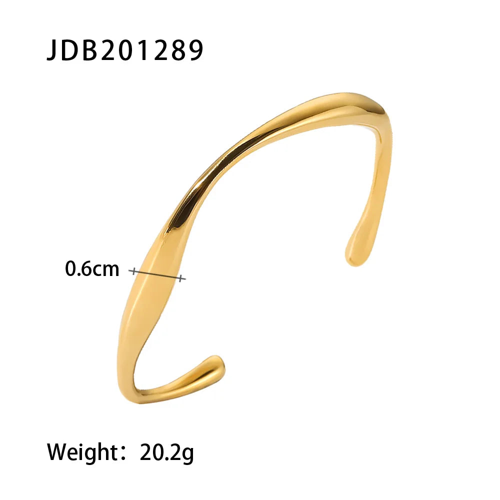 Kika Minimalist Gold Color Tarnish Free Fashion Stainless Steel Bangle Bracelet