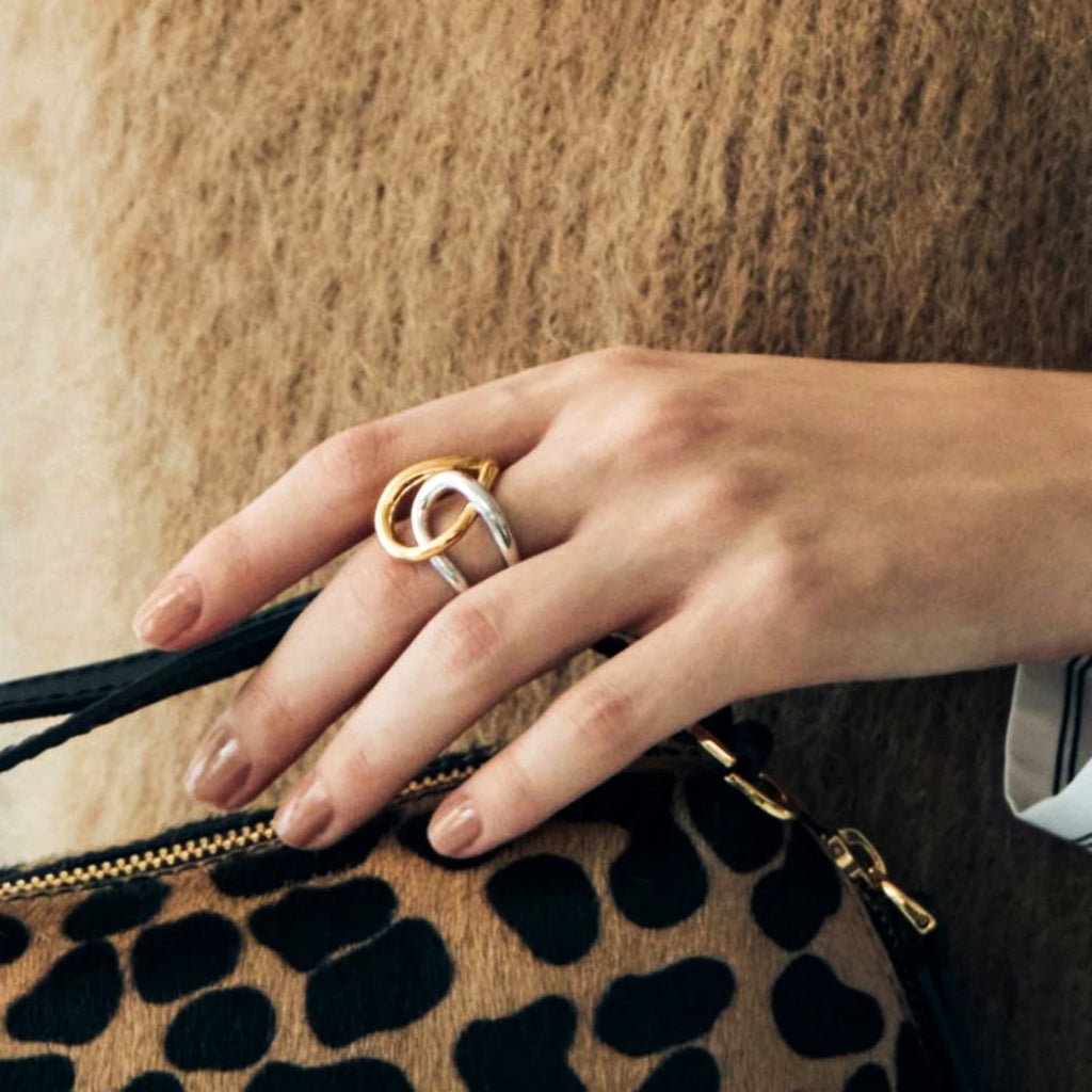 KIKA Minimalist Two Tone Irregular Wrapped Ring PVD Plated Stainless Steel