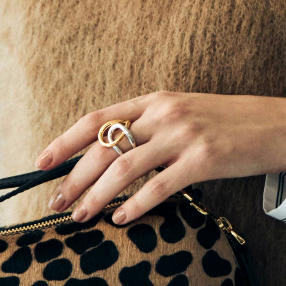 KIKA Minimalist Two Tone Irregular Wrapped Ring PVD Plated Stainless Steel