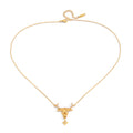 Classic Bull Head  Pendant With White Rhinestones O-Chain Necklace