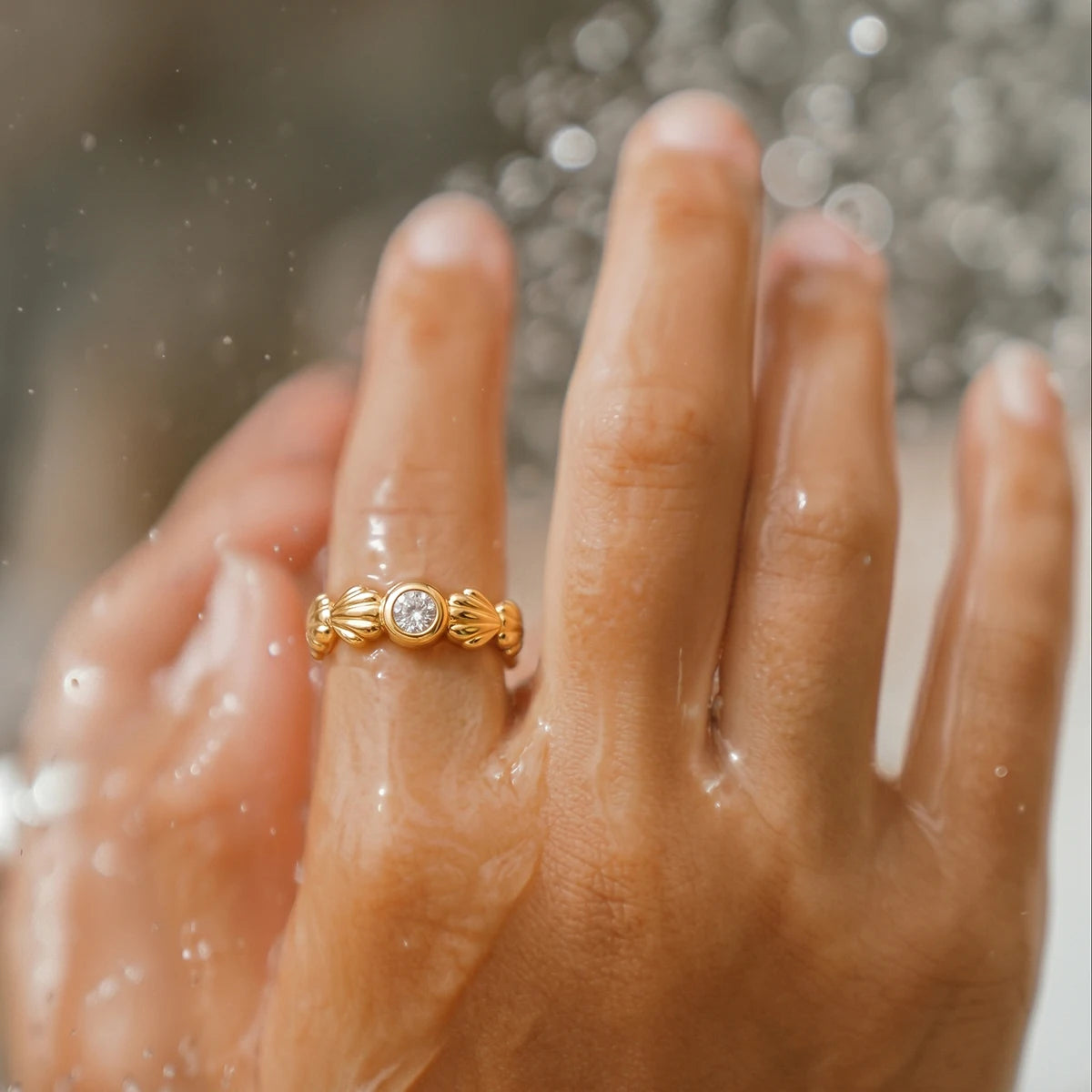 Kika Classic Starfish Shell Spiral Open Rings 18K Gold PVD Plated Stainless Steel 316L