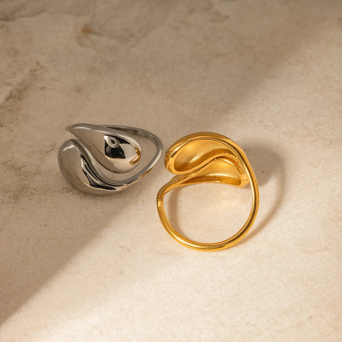 Kika Stainless Steel Metal Overlap Ring