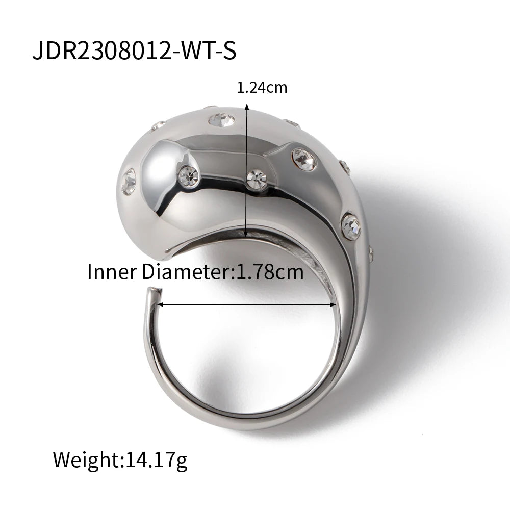 Kika Stainless Steel Half Empty Chunky Exclusive Ring 18K PVD Plated Waterproof Texture Personalized Statement Jewelry Women