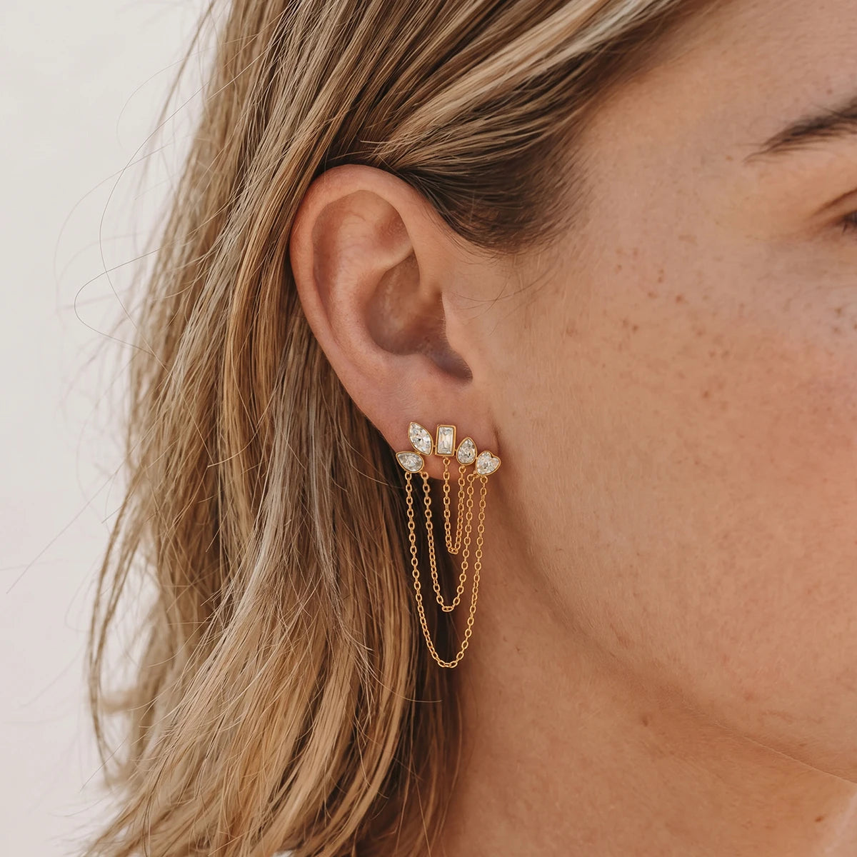 Kika Geometric Zircon Stud Earrings