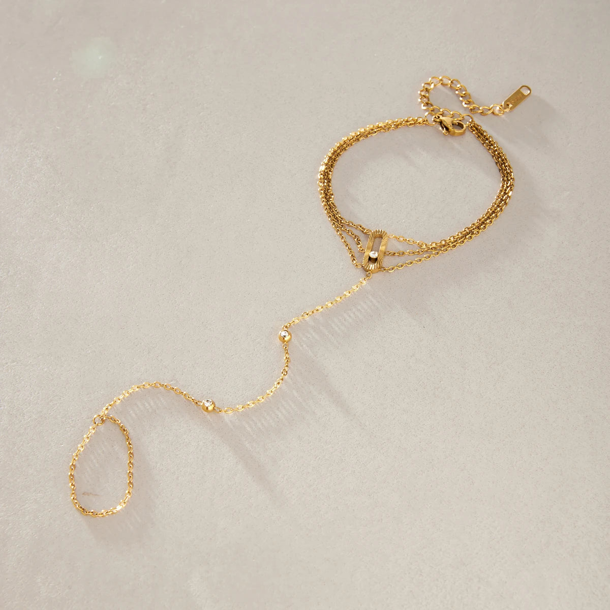 Kika Classic Tiny Crystal Finger Bracelet Multilayer 18K Gold Plated Stainless Steel 316L