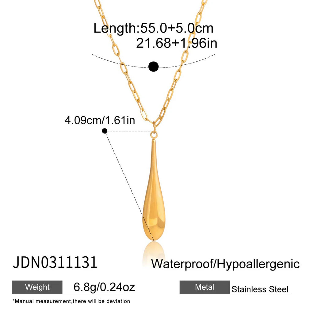 Kika Classic Water Droplet Shaped Pendant Double Layered Necklace