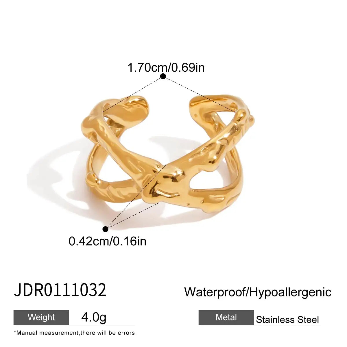 KIKA Unique Designer PVD Plated Mesh Hollow Spherical Exaggerated Rings Waterproof Stainless Steel 316L