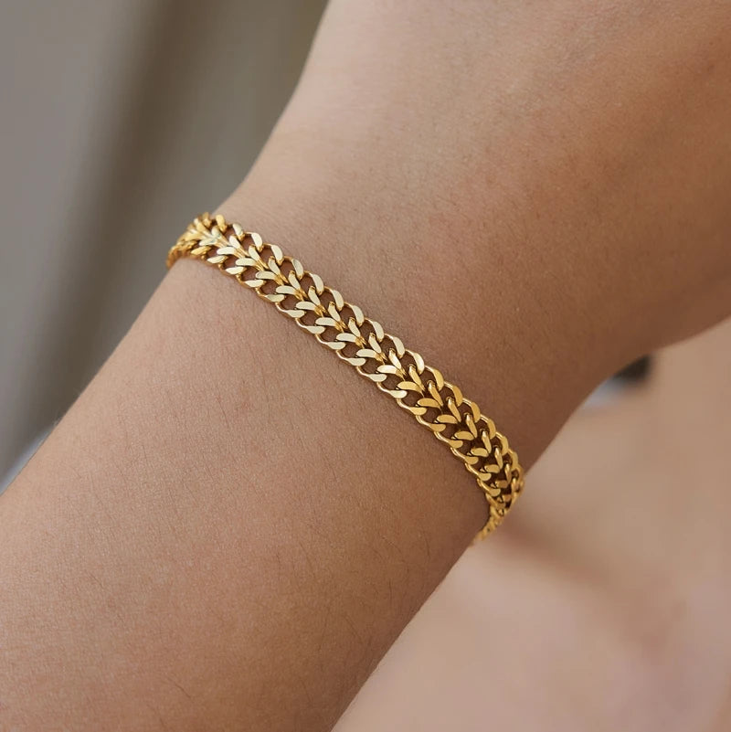 KIKA Classic Chain Bracelet For Women Minimalist 18K Gold PVD Plated Stainless Steel Bracelet Simple Fashion Jewelry Gift