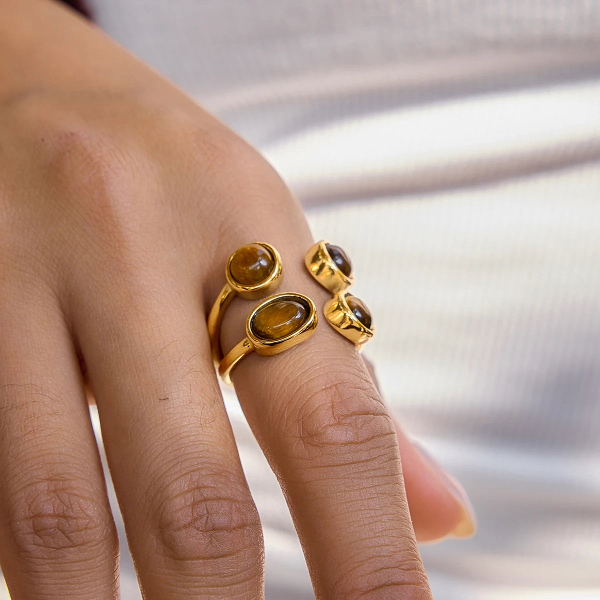 Kika Various Styles Brown Tiger Eye Stone Ring