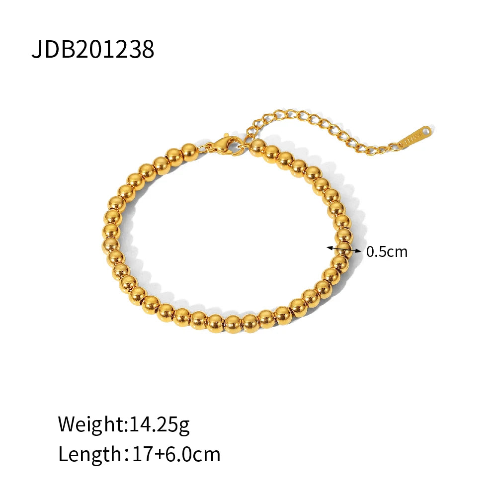 Kika Retro 18K Gold Color Plated Bracelet Stackable Chain Bracelet