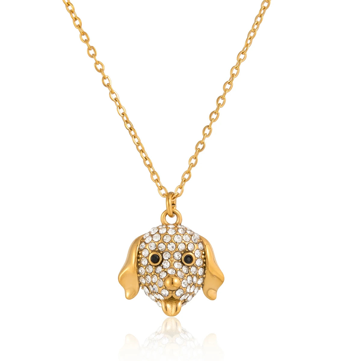Cute Hug Dog Cat Pet Pendant Rhinestone Necklace