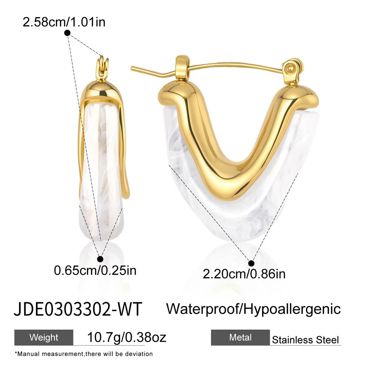 Kika Delicate Colored Resin Chubby Irregular V-Shaped Earring