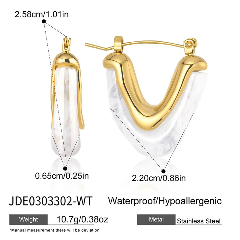 Kika Delicate Colored Resin Chubby Irregular V-Shaped Earring