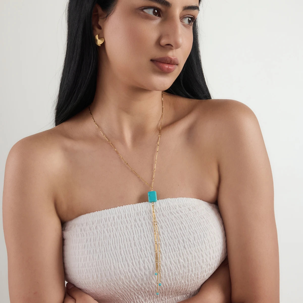 KIKA Geometric Blue Turquoise Necklace For Women Minimalist 18K Gold PVD Plated Stainless Steel Necklace Fashion Jewelry Gift