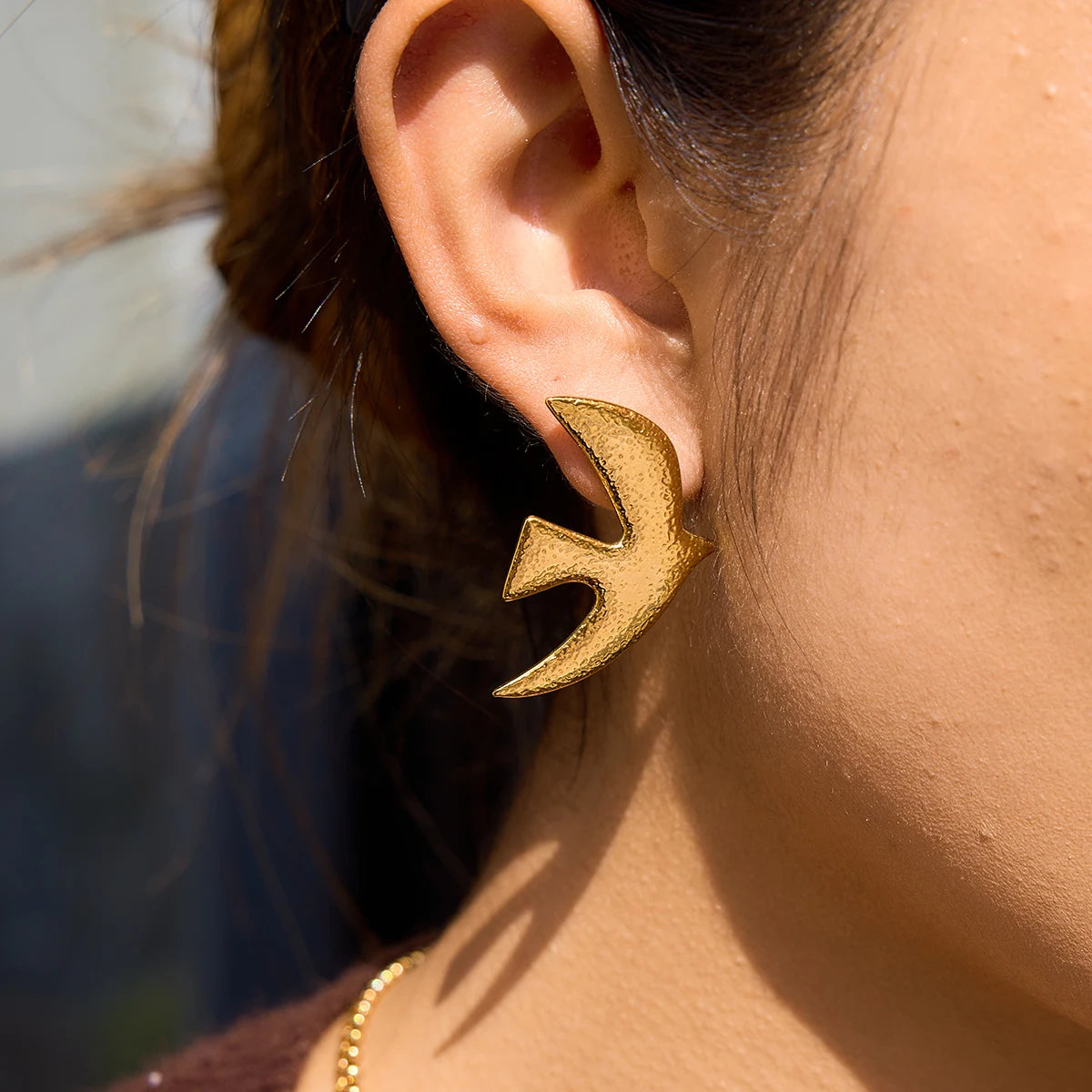 Kika Hammer Patterned Peace Dove Stud Earrings