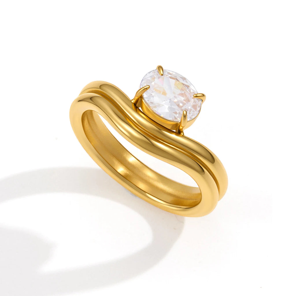 Kika Delicate Double Layered Wave Ring