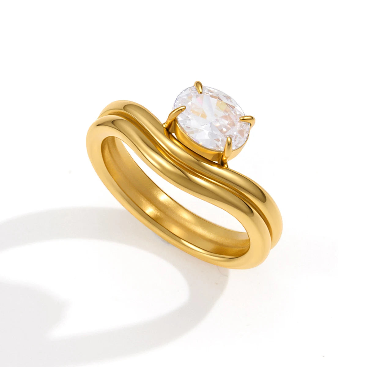 Kika Delicate Double Layered Wave Ring