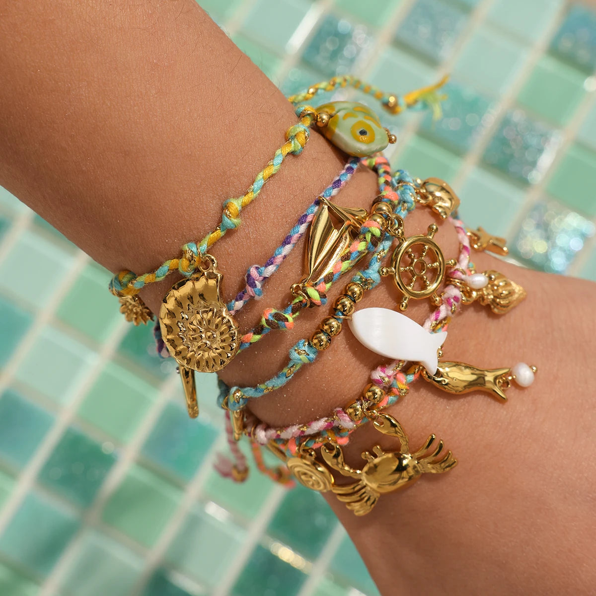Kika Beach Ocean Resort Wind Sea Star Pendant Adjustable Rope Bracelet
