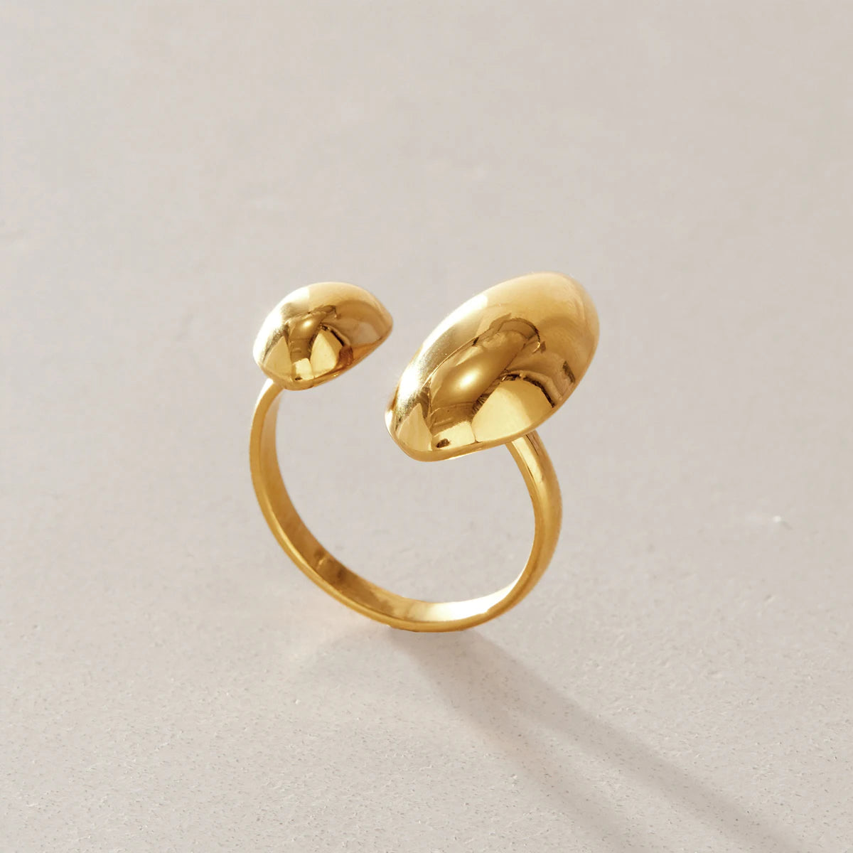 KIKA Chunky Asymmetric Irregular Open Ring  18K Gold PVD Plated Stainless Steel 316Lt