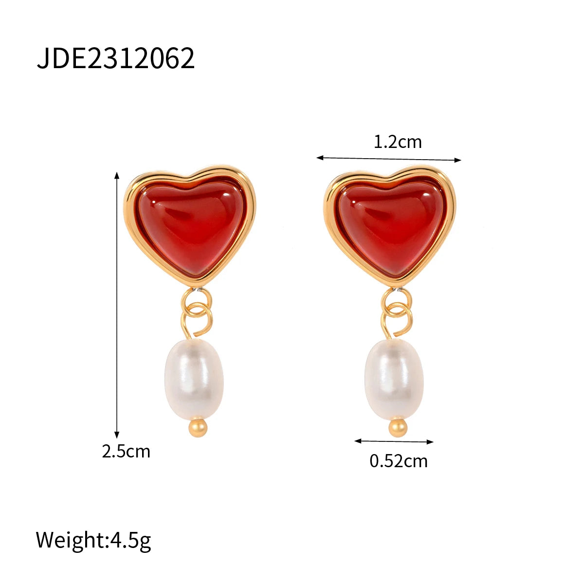 KIKA 316L Stainless Steel 316L Natural Pearl Hoop Earrings Trendy Metalic Golden Geometric