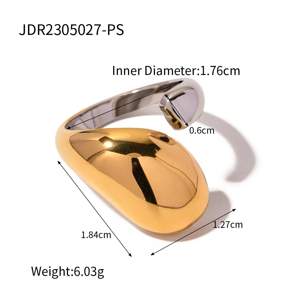 Minimalist Two tone Hollow Asymmetric Ring