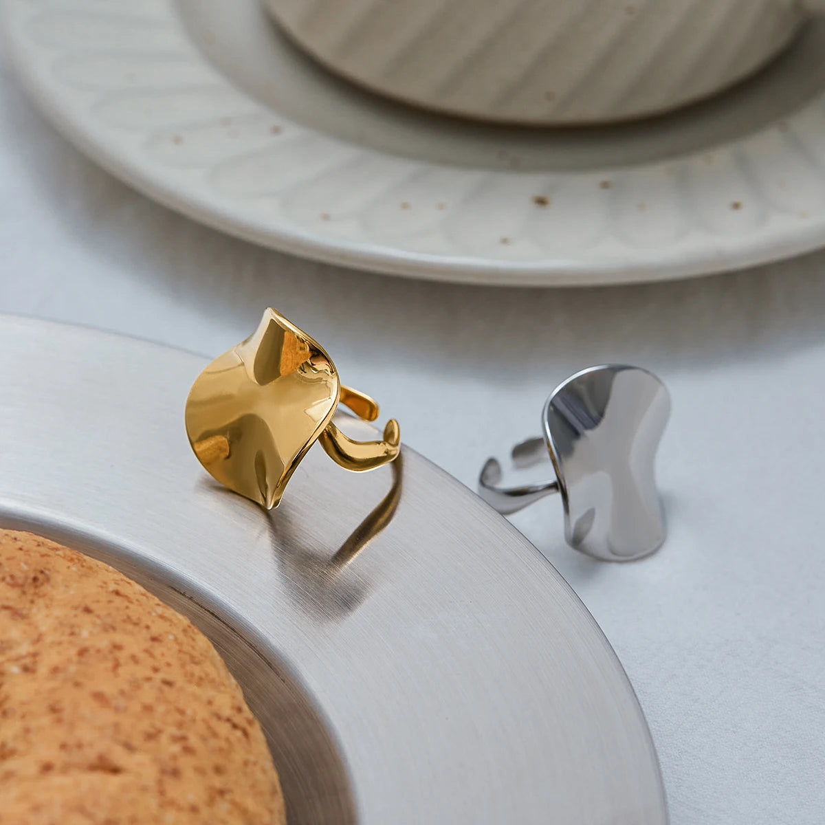 KIKA Minimalist Circular Folded Ring PVD Plated Stainless Steel 316L