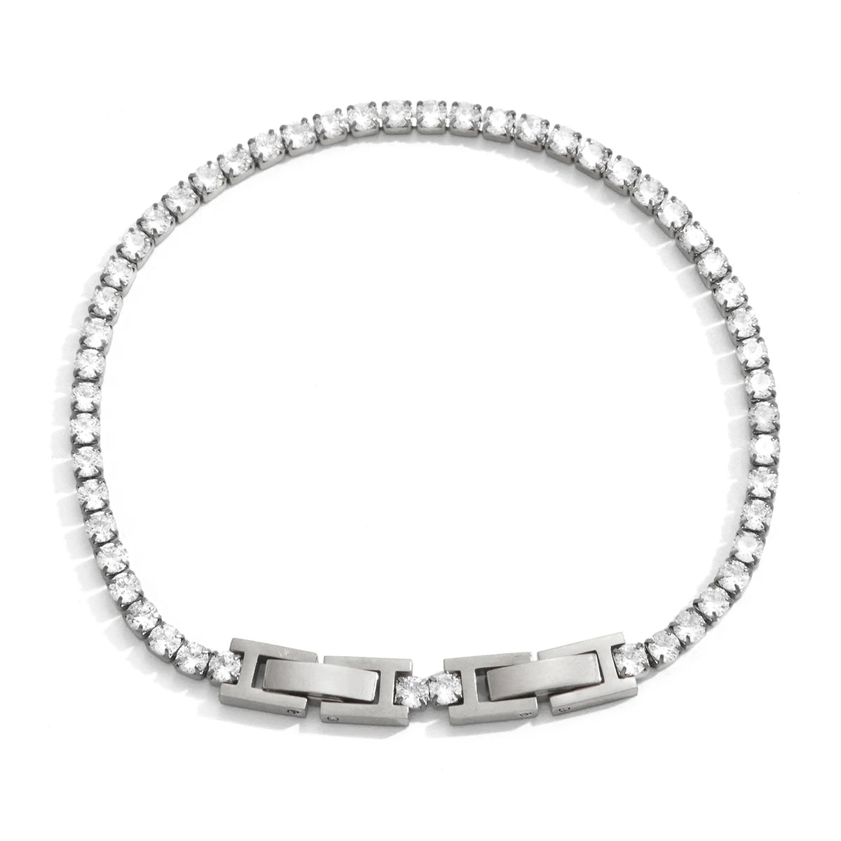 Classic White Round Zircon Tennis Ball Chain Bracelet
