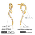 Kika Classic Crystal Snake Stud Earrings 18K Gold Plated Stainless Steel 316L
