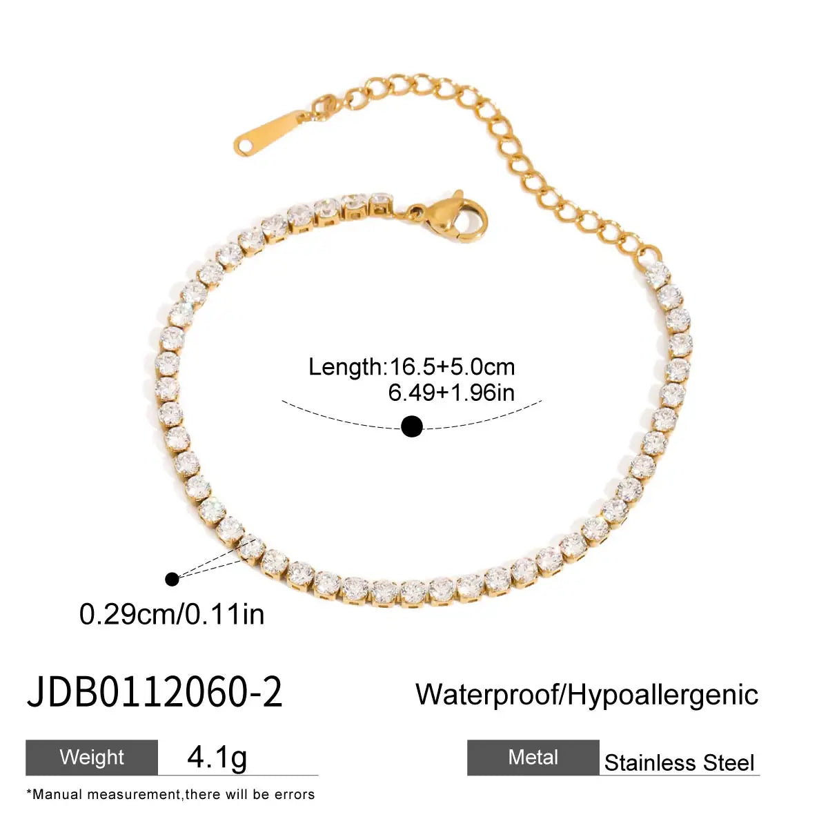 Classic Wavy Chain White Round Zircon Bracelet