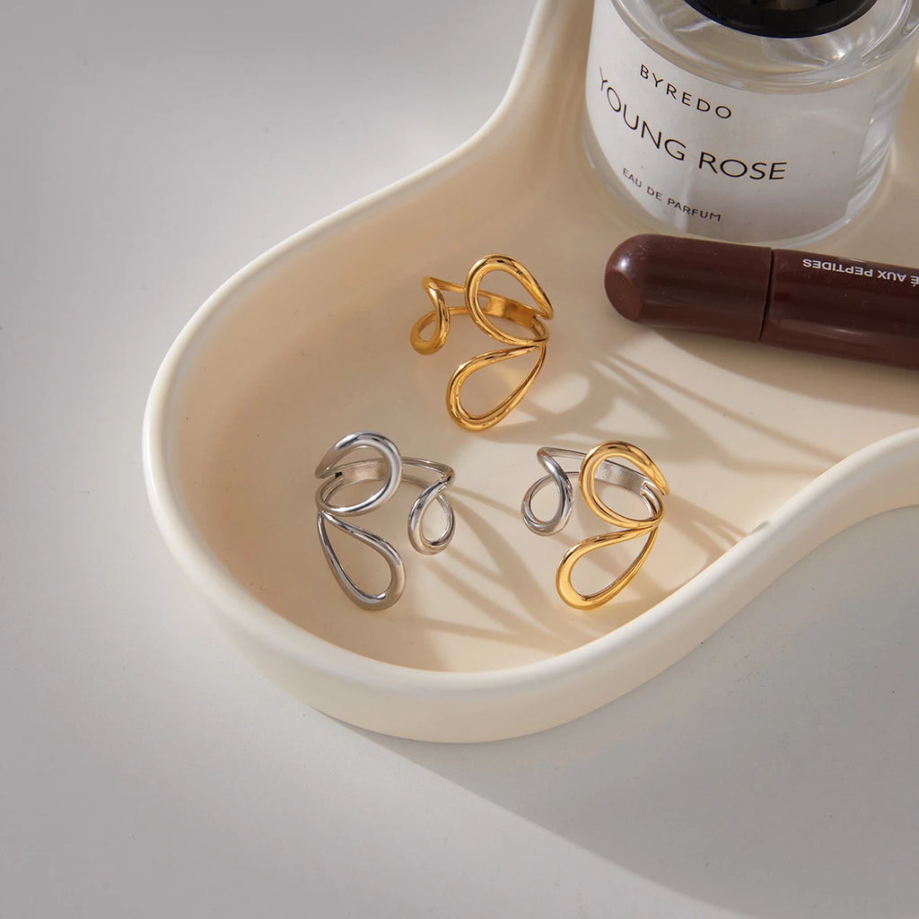 Kika Irregular Line Design With Adjustable Opening Ring