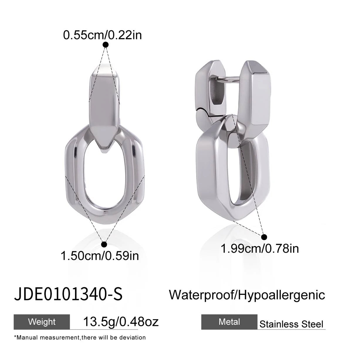 Kika  Delicate Blocked Smooth Geometric Double Ring Pendant Earrings