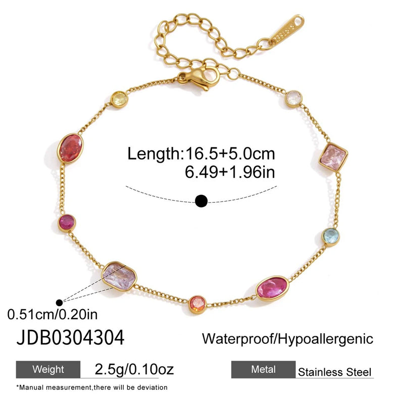 KIKA Multicolor Geometric Zircon Bracelet  PVD Plated Stainless Steel 316L