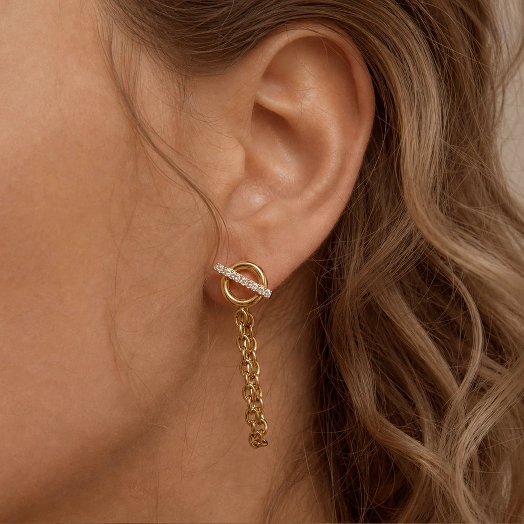 Kika Classic Chains Tassel Earrings 18K Gold PVD Plated Stainless Steel 316L